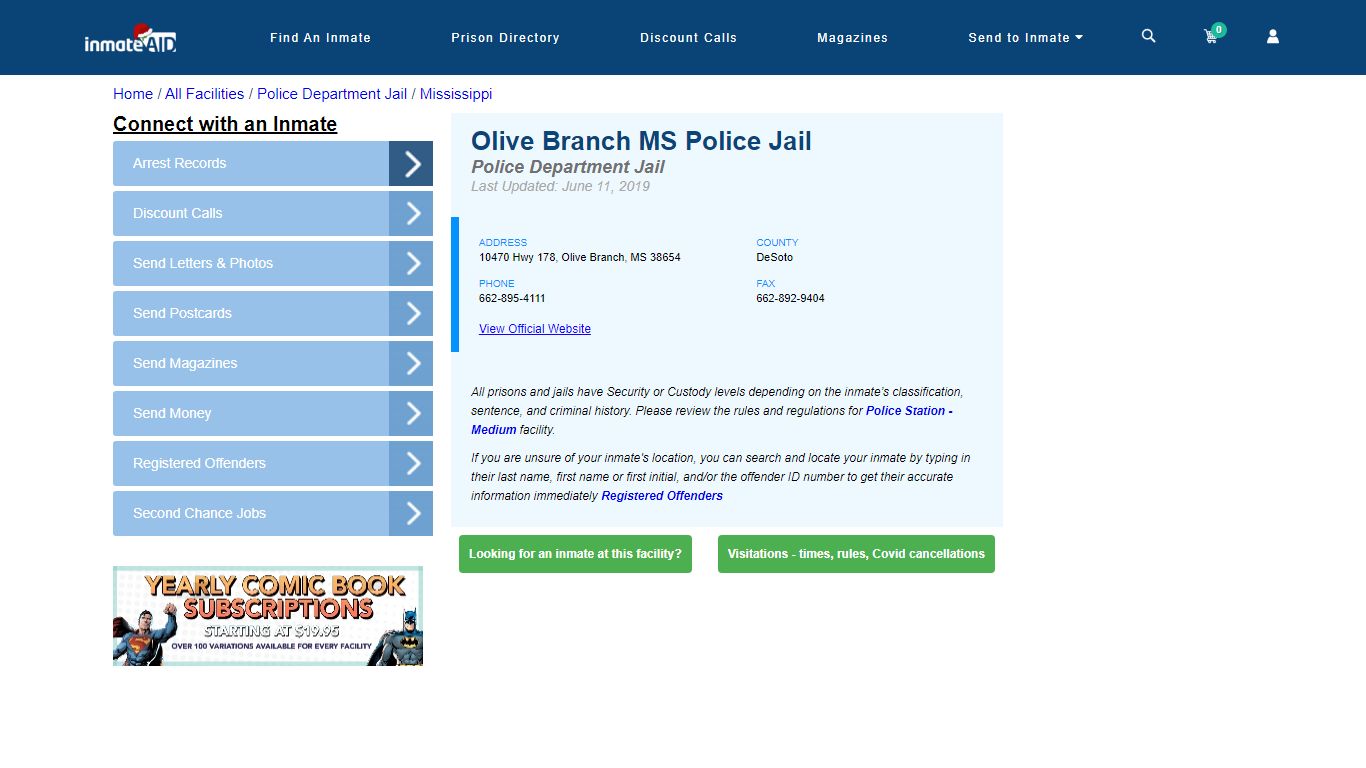 Olive Branch MS Police Jail & Inmate Search - Olive Branch, MS