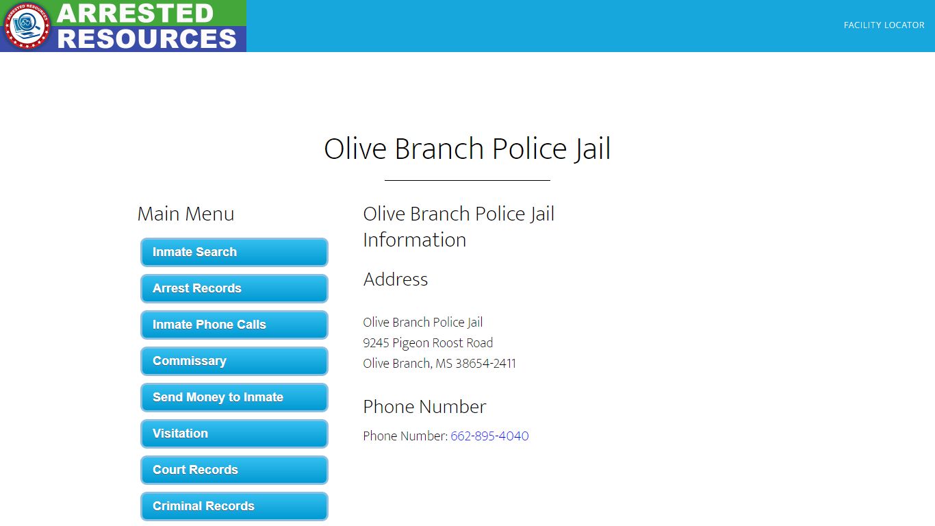 Olive Branch Police Jail - Inmate Search - Olive Branch, MS