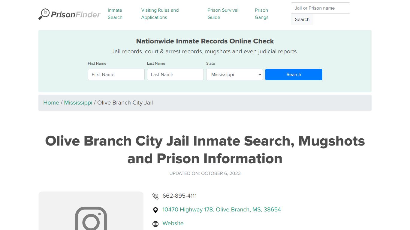Olive Branch City Jail Inmate Search, Mugshots, Visitation, Phone no ...